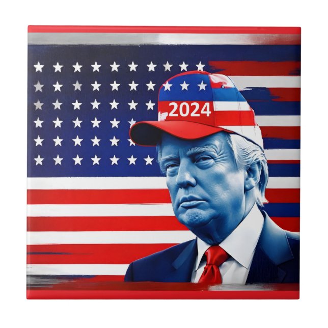 Azulejo Bandera estadounidense Donald Trump 2024 (Frente)
