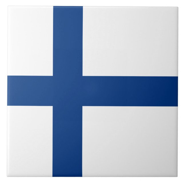 Azulejo Bandera finlandesa (Finlandia) (Frente)