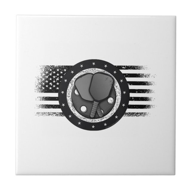 Azulejo Bandera gruesa de Guay Pickleball Sport USA Pickle (Frente)