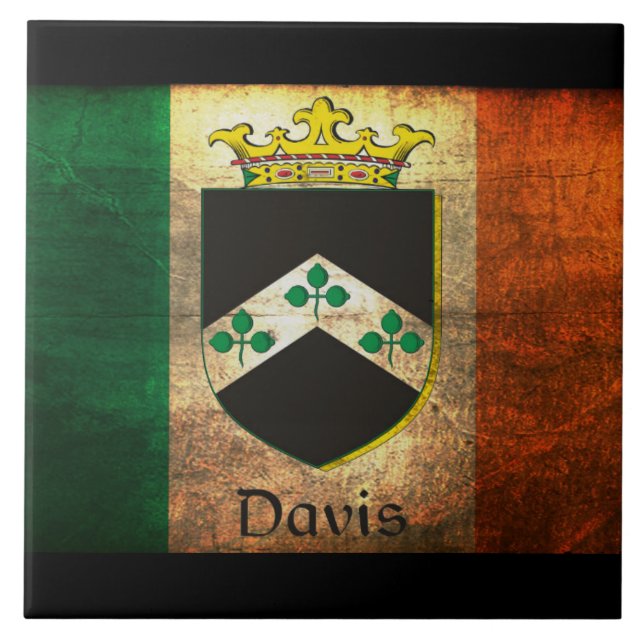 Azulejo Bandera irlandesa del Escudo Davis (Frente)