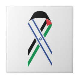Azulejo Bandera israelí y palestina lazo de paz blanco