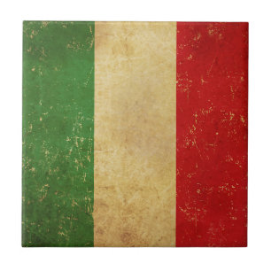 Azulejo Bandera italiana Vintage Grunge Diseño Cerámica Ti