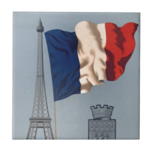 Azulejo Bandera nacional francesa y Torre Eiffel