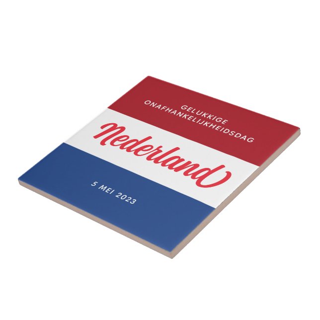 Azulejo Bandera nacional neerlandesa por el Día de la Inde (Lado)