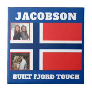 Azulejo Bandera noruega y fiordo construido