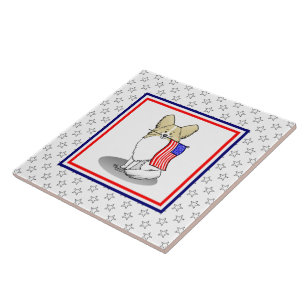 Azulejo Bandera Patriótica Americana USA Papillon (limón)