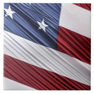 Azulejo Bandera Patriótica Estadounidense Roja, Blanca y A