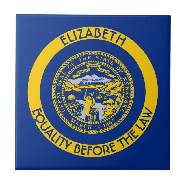 Azulejo Bandera personalizada estado del Cornhusker de (Frente)