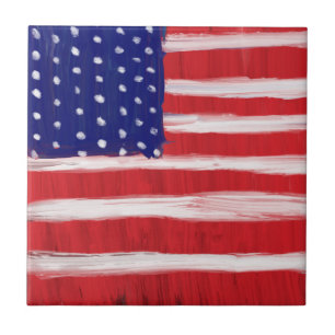 Azulejo Bandera pintada de arte popular