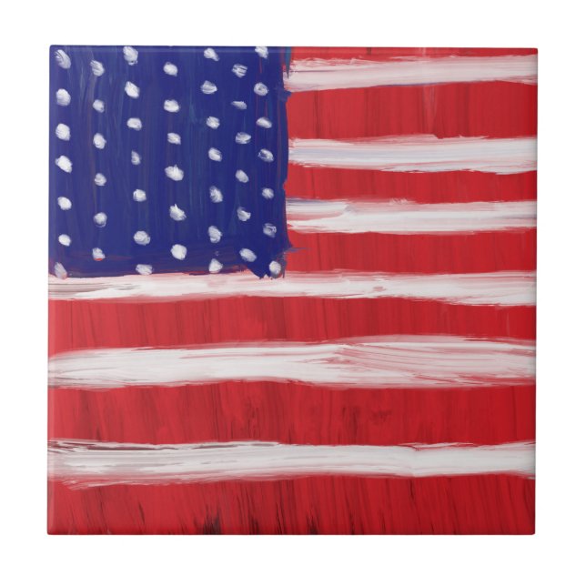 Azulejo Bandera pintada de arte popular (Frente)