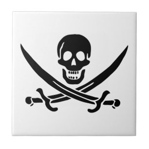 Azulejo Bandera pirata calavera espadas cruzadas