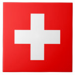Azulejo Bandera suiza (Suiza)<br><div class="desc">Este diseño presenta la bandera de Suiza (oficialmente la Confederación Suiza), que es un país sin litoral en el medio de Europa. Es una república federal, dividida en 26 cantones; su capital es Berna, mientras que su ciudad más grande es Zúrich. El país limita con Alemania al norte, Austria y...</div>