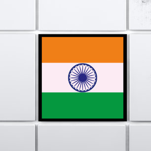 Azulejo Bandera tricolor india "Tiranga" con borde