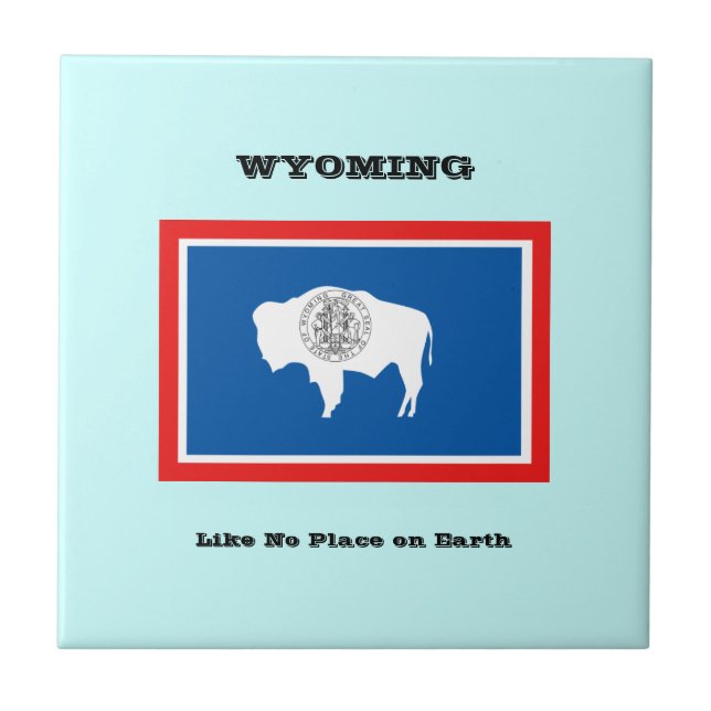 Azulejo Bandera Wyoming y eslogan (Frente)