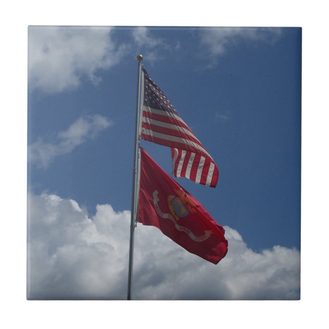 Azulejo Banderas patrióticas y un cielo azul en un (Frente)