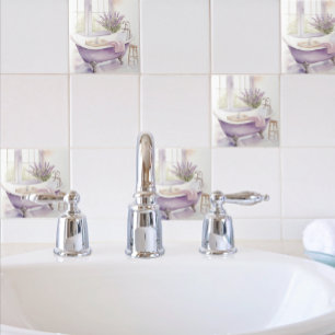 Azulejo Bañera de época con lavanda - Arte acuático