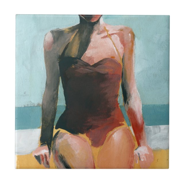 Azulejo Bañera vintage - traje de baño rojo (Frente)