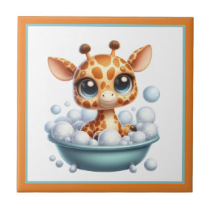 Azulejo Baño de bañera linda Jirafa