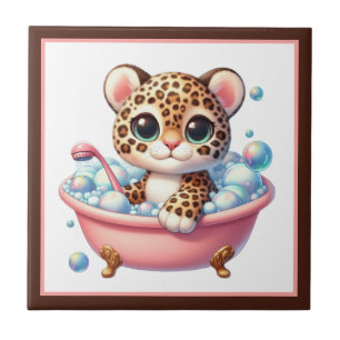 Azulejo Baño de bañera lindo leopardo