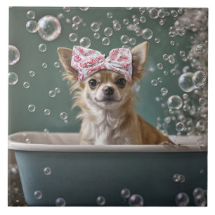 Azulejo Baño de burbujas para Chihuahua lindo