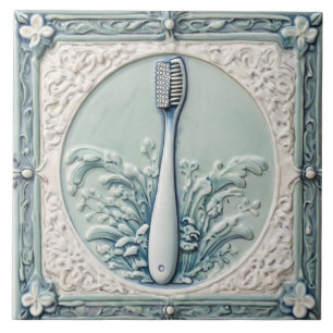Azulejo Baño Dentista Funny del cepillo de dientes Blanco