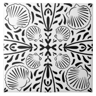 Azulejo Baño moderno de coral negro costero de concha de c