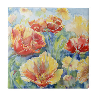Azulejo Barb's Poppies Tile de acento decorativo