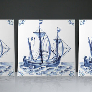 Azulejo Barco a vela goleta fragata estilo holandés Delft
