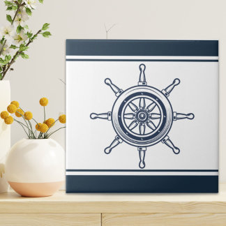 Azulejo Barco Barco de la Casa Azul Costera Helm Nautical