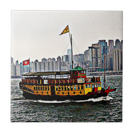 Azulejo Barco chino Victoria Harbour Hong Kong