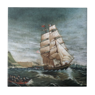 Azulejo Barco Clipper en el puerto de Nueva York 1890