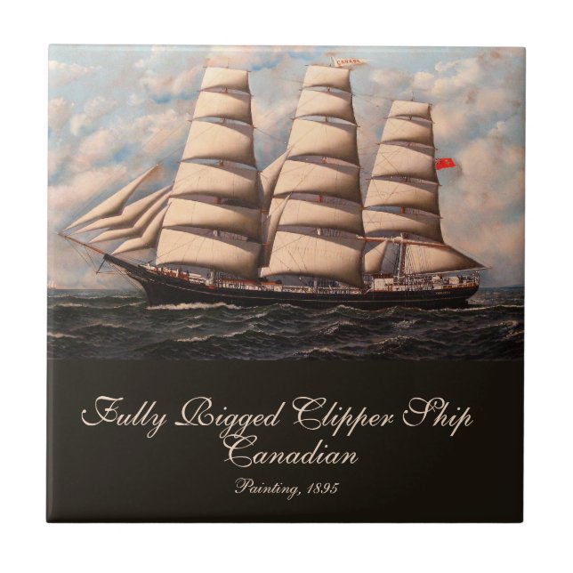 Azulejo Barco de Clipper Canadá totalmente amañado (Frente)