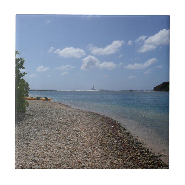 Azulejo Barco de vela a la distancia en Santo Tomás (Frente)