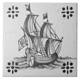 Azulejo Barco de vela Azul Delft De Repro
