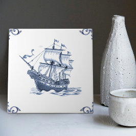 Azulejo Barco de vela Delft Blue Dutch Style Frigate