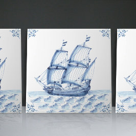 Azulejo Barco de vela Delft Blue Dutch Style Frigate