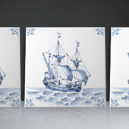 Azulejo Barco de vela Delft Blue Dutch Style Frigate