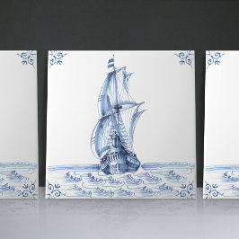 Azulejo Barco de vela Delft Blue Dutch Style Frigate
