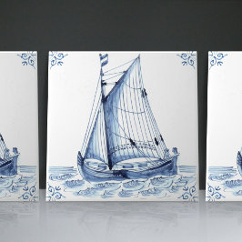 Azulejo Barco de vela Delft Blue Dutch Style Frigate