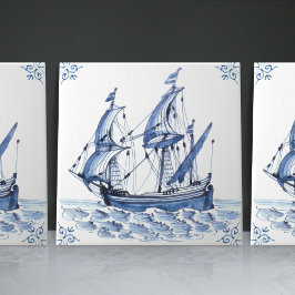 Azulejo Barco de vela Delft Blue Dutch Style Frigate