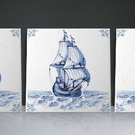 Azulejo Barco de vela Delft Blue Dutch Style Frigate