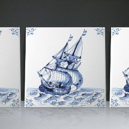 Azulejo Barco de vela Delft Blue Dutch Style Frigate