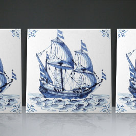 Azulejo Barco de vela Delft Blue Dutch Style Frigate
