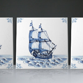 Azulejo Barco de vela Delft Blue Dutch Style Frigate
