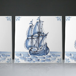 Azulejo Barco de vela Delft Blue Dutch Style Frigate