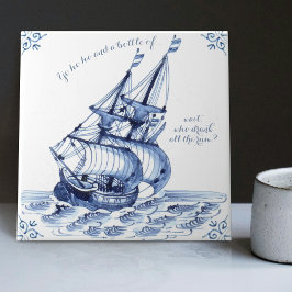 Azulejo Barco de vela Delft Blue Dutch Style Frigate