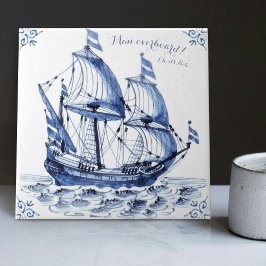 Azulejo Barco de vela Delft Blue Dutch Style Frigate