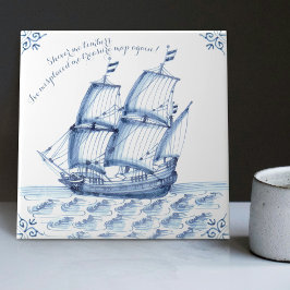 Azulejo Barco de vela Delft Blue Dutch Style Frigate