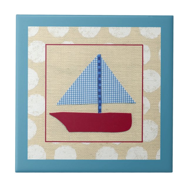 Azulejo Barco de vela infantil por Chariklia Zarris (Frente)