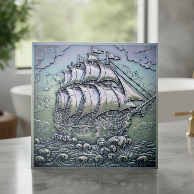 Azulejo Barco de Vela Metálico Irisado ID1223 (Subido por el creador)